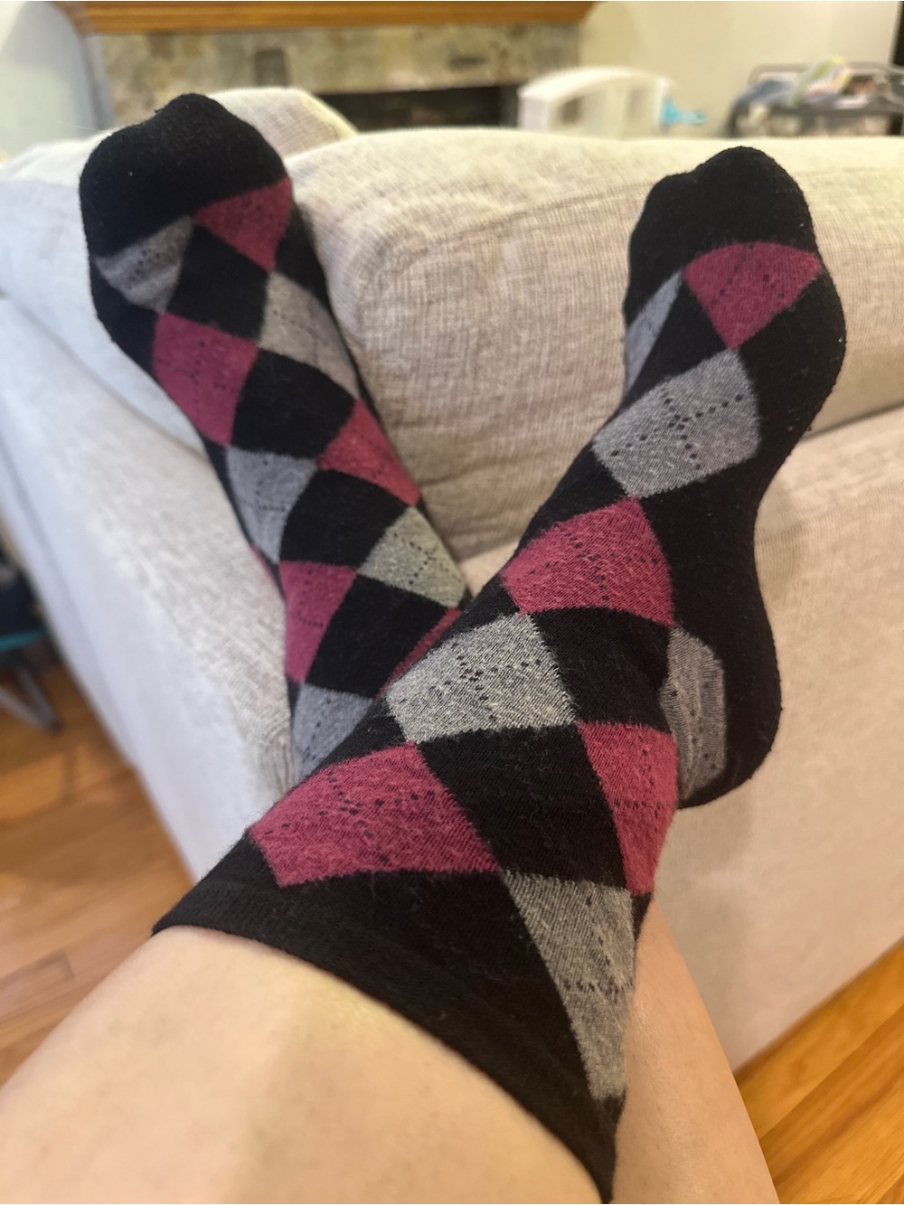 Abercrombie & Fitch Women's Argyle Crew Socks - Black, Gray & Pink